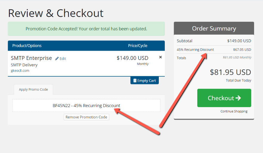 45 discount checkout