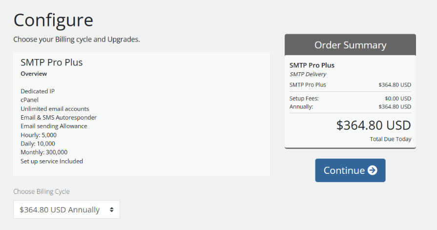 smtp proplus configure